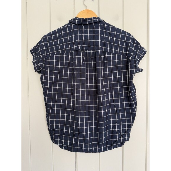 Madewell Central Drapey Shirt Women’s XS Navy Blue Windowpane Oversized H3846 - Picture 4 of 5